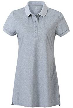 AjezMax Damen Solid Kleid Sommer Baumwolle Atmungsaktiv Casual Tennis Polo Dress Grau L von AjezMax