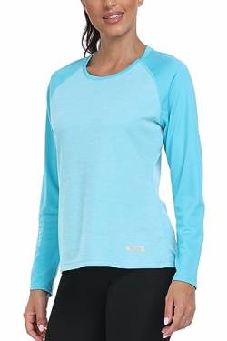 AjezMax Damen UPF 50+ Sonnenschutz T-Shirt Sportshirts Trainingsshirt Atmungsaktiv Wandershirt Outdoor Sommer Qucik Dry Blau L von AjezMax