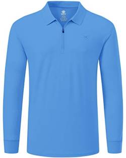 AjezMax Herren Golf Shirts Langarm Poloshirt Casual Solid - Blau - X-Groß von AjezMax
