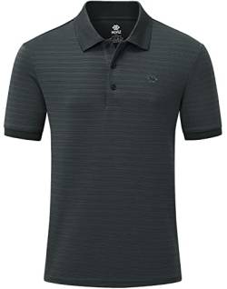 AjezMax Herren Poloshirt Kurzarm Fitnessstudio Golf Tennis Polohemd T-Shirt Basic Funktions Polo Dunkelgrau L von AjezMax