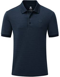 AjezMax Herren Poloshirt Kurzarm Golf Tennis Polohemd Atmungsaktiv Fitness Laufen Sport Polo mit Polokragen Blau L von AjezMax