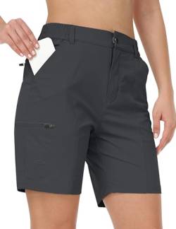 AjezMax Outdoorshorts Damen Bermuda Shorts Kurze Sporthose Sommer Laufshorts Cargo Shorts Walking Übung Shorts mit Taschen Dunkelgrau L von AjezMax