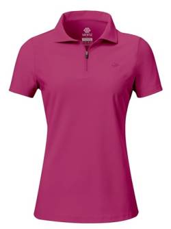 AjezMax Polo-Shirt Damen Kurzarm Sports Polohemd mit Reißverschluss Schnelltrocknend Weich Stretch Laufshirt Rose L von AjezMax