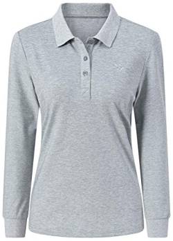 AjezMax Poloshirt Damen Funktions Poloshirt Langarm Polohemd Sport Tennis Golf Polo Wintershirts mit Kragen Large Floral grau von AjezMax