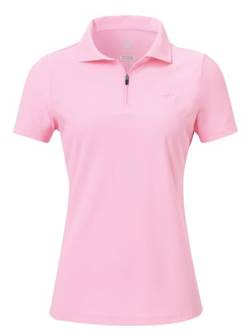 AjezMax Poloshirt Damen Kurzarm Sommer UPF 50+ UV Shirt mit Zip Atmungsaktiv Sports Polo Shirt Elastisch Workout Laufshirt Rosa S von AjezMax