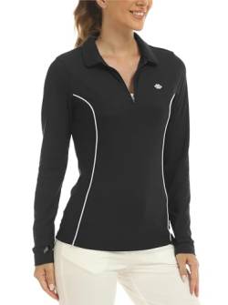 AjezMax Poloshirt Damen Langarm Golf Polohemd UV Schutz Shirt Schnelltrocknend Leicht Sport Polo Atmungsaktiv Outdoor T-Shirt von AjezMax