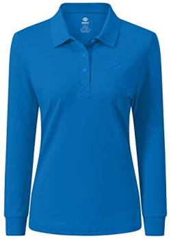 AjezMax Poloshirt Damen Langarmshirt Baumwolle Polohemd Winter Warm Sport Top mit Polokragen Medium See blau von AjezMax