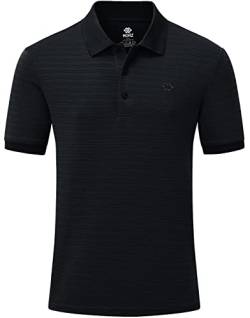 AjezMax Poloshirt Herren Kurzarm Schnelles Trocknen Einfarbig Basic Golf Laufen T-Shirt Sommer Schwarz S von AjezMax