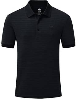 AjezMax Poloshirt Herren Kurzarm Schnelles Trocknen Einfarbig Basic Golf Laufen T-Shirt Sommer Schwarz XXL von AjezMax