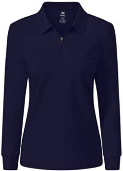 AjezMax Poloshirt für Damen Longsleeves Top Basic Regular Lässig Polohemd Sport Golf Polo Shirts mit Reißverschluss von AjezMax
