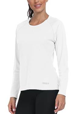 AjezMax Sportshirt Damen Langarm Sonnenschutz Shirts Outdoor Langarmshirts Sporttop Quick Dry Shirt für Wandern Angeln Surfer Weiß XXL von AjezMax