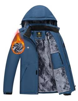 AjezMax Warme Übergangsjacke Herren Softshell Winter Jacke Trekkingjacke Wasserdicht Bequem Freizeitjacke for Wandern Outdoor Denimblau-01 M von AjezMax