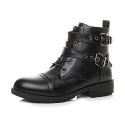 Damen Flach Kleiner Absatz Schnüren Zip Kampf Armee Militärstiefel Stiefeletten Größe 6 39 von Ajvani