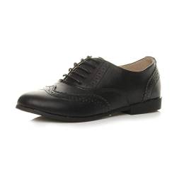 Damen Kleiner Absatz Flache Brogues Schnüren Elegant Arbeit Haferlschuh Budapester Größe 4 37 von Ajvani