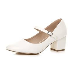 Damen Mittlerer Blockabsatz Riemen Arbeit Abend Brautjungfer Hochzeit Party Mary-Jane-Schuhe Pumps Größe 3 36 von Ajvani