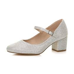 Damen Mittlerer Blockabsatz Riemen Arbeit Abend Brautjungfer Hochzeit Party Mary-Jane-Schuhe Pumps Größe 6 39 von Ajvani