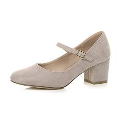 Damen Mittlerer Blockabsatz Riemen Arbeit Abend Brautjungfer Hochzeit Party Mary-Jane-Schuhe Pumps Größe 6 39 von Ajvani