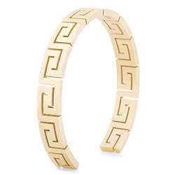 Akitsune Argius Mäander Armreif | Griechisch Antik Armschmuck Frauen Herren Edelstahl Armband Cuff - Gold 55mm von Akitsune