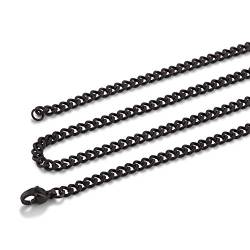 Akitsune Fibra Kette 50cm lang | 6mm breit | Herren- Halskette Frauen Edelstahl Box Rolo Karabiner - Mattschwarz von Akitsune