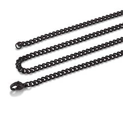 Akitsune Fibra Kette 80cm lang | 6mm breit | Herren- Halskette Frauen Edelstahl Box Rolo Karabiner - Mattschwarz von Akitsune