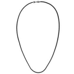 Akitsune Franco Kette 50 cm lang | 3 mm breit | Halskette Frauen Herren Edelstahl Karabiner Wasserfeste Herrenhalskette - Mattschwarz von Akitsune