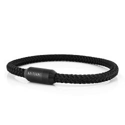 Akitsune Silva Nylonarmband | 5mm Dick | Armschmuck Damen Herren Edelstahl Armband Magnetverschluss - Mattschwarz - Schwarz 20,5cm von Akitsune