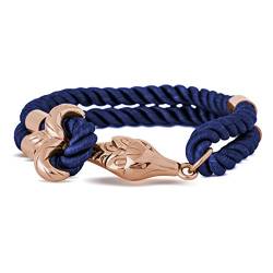 Akitsune Vulpes Armband | Armschmuck Frauen Herren Edelstahlverschluss Nylonband Fuchs Anker - Rosegold - Navyblau 19,5cm von Akitsune