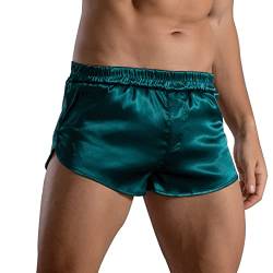 Akkad Kuti Herren-Boxershorts, Satin, Seide, 7,6 cm Innennaht, sexy Höschen, Pyjamahose mit elastischem Bund, dunkelgrün, Large von Akkad Kuti