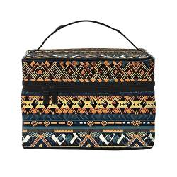 African Tribal Ethnic Texture Stylish and Practical an Unentbehrliche Reise Kosmetiktasche mit extra großen Fächern und Reißverschluss, wasserdicht, Schwarz , Einheitsgröße von AkosOL