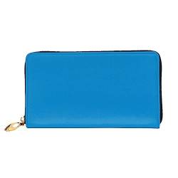 AkosOL Einfarbige blaue Ledergeldbörse, lange Clutch-Geldbörse, weiches Material, Reißverschluss-Design, Anti-Verlust-Geld, 12 Bankkartenfächer, leicht, wasserdicht und langlebig für das stilvolle von AkosOL