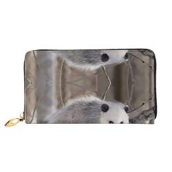 AkosOL Opossum in Snow Ledergeldbörse, lange Clutch, weiches Material, Reißverschluss-Design, Anti-Verlust-Geld, 12 Kreditkartenfächer, leicht, wasserdicht und langlebig für das stilvolle Mädchen, von AkosOL