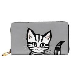 AkosOL Play Ball Kitty Ledergeldbörse, lange Clutch, weiches Material, Reißverschluss-Design, Anti-Verlust-Geld, 12 Bankkartenfächer, leicht, wasserdicht und langlebig für das stilvolle Mädchen, von AkosOL