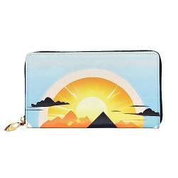 AkosOL Sunrise Mountain Ledergeldbörse, lange Clutch, weiches Material, Reißverschluss-Design, Anti-Verlust-Geld, 12 Bankkartenfächer, leicht, wasserdicht und langlebig für das stilvolle Mädchen, von AkosOL