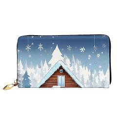 AkosOL Winter Fawn Leather Wallet,Long Clutch Purse,Soft Material,Zip Design Anti-Loss Money,12 Bank Card Slots,Lightweight,Waterproof and Durable for The Stylish Girl, Schwarz , Einheitsgröße von AkosOL