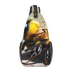 Cute Little Bee Multifunktionale Nylon-Brusttasche, leicht und tragbar, geeignet für Männer und Frauen, perfekte Größe, langlebig und wasserdicht, Schwarz, Einheitsgröße von AkosOL