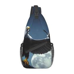 Eagle Under The Stars Multifunktionale Nylon-Brusttasche, leicht und tragbar, geeignet für Männer und Frauen, perfekte Größe, langlebig und wasserdicht, Schwarz, Einheitsgröße von AkosOL