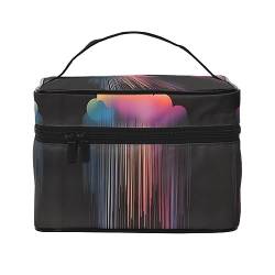 Farbenfroher Regenbogen, stilvoll und praktisch, eine unverzichtbare Reise-Kosmetiktasche mit extra großen Fächern und Reißverschluss, wasserdicht, Schwarz , Einheitsgröße von AkosOL