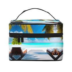 Malediven Urlaub stilvoll und praktisch eine unverzichtbare Reise-Kosmetiktasche mit extra großen Fächern und Reißverschluss, wasserdicht, Schwarz , Einheitsgröße von AkosOL