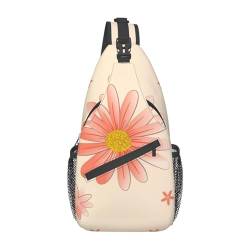 Multifunktionale Nylon-Brusttasche, Cartoon-Chrysantheme, leicht und tragbar, geeignet für Männer und Frauen, perfekte Größe, langlebig und wasserdicht, Schwarz, Einheitsgröße von AkosOL