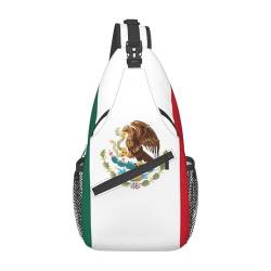 Multifunktionale Nylon-Brusttasche, Motiv: Flagge von Mexiko, leicht und tragbar, geeignet für Männer und Frauen, perfekte Größe, langlebig und wasserdicht, Schwarz, Einheitsgröße von AkosOL