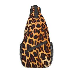 Multifunktionale Nylon-Brusttasche, gestreift, Leopardenmuster, leicht und tragbar, geeignet für Männer und Frauen, perfekte Größe, langlebig und wasserdicht, Schwarz, Einheitsgröße von AkosOL