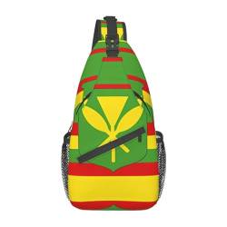 Multifunktionale Nylon-Brusttasche mit Hawaii-Flagge, leicht und tragbar, geeignet für Männer und Frauen, perfekte Größe, langlebig und wasserdicht, Schwarz, Einheitsgröße von AkosOL