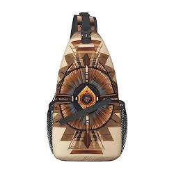 Multifunktionale Nylon-Brusttasche mit Indianer-Malerei, leicht und tragbar, geeignet für Männer und Frauen, perfekte Größe, langlebig und wasserdicht, Schwarz, Einheitsgröße von AkosOL