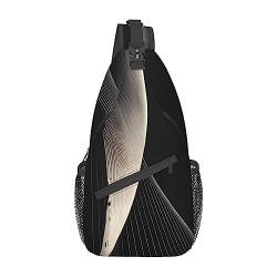 Multifunktionale Nylon-Brusttasche mit abstrakten Kurven, leicht und tragbar, geeignet für Männer und Frauen, perfekte Größe, langlebig und wasserdicht, Schwarz, Einheitsgröße von AkosOL