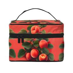 Rote Aprikose, stilvoll und praktisch, eine unverzichtbare Reise-Kosmetiktasche mit extra großen Fächern und Reißverschluss, wasserdicht, Schwarz , Einheitsgröße von AkosOL