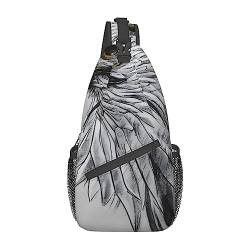 Sketching An Eagle Multifunktionale Nylon-Brusttasche, leicht und tragbar, geeignet für Männer und Frauen, perfekte Größe, langlebig und wasserdicht, Schwarz, Einheitsgröße von AkosOL