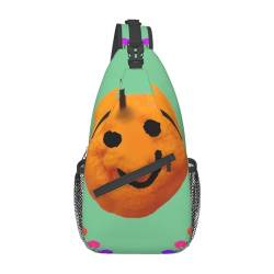 Smiley Citrus Multifunktionale Nylon-Brusttasche, leicht und tragbar, geeignet für Männer und Frauen, perfekte Größe, langlebig und wasserdicht, Schwarz, Einheitsgröße von AkosOL