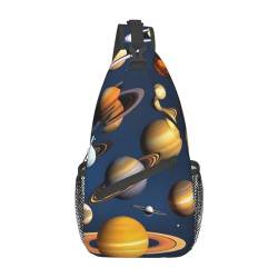 Solar System Planets Multifunktionale Nylon-Brusttasche, leicht und tragbar, geeignet für Männer und Frauen, perfekte Größe, langlebig und wasserdicht, Schwarz, Einheitsgröße von AkosOL