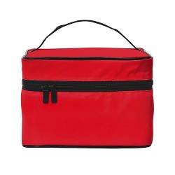 Solide Farbe, rot, stilvoll und praktisch, eine unverzichtbare Reise-Kosmetiktasche mit extra großen Fächern und Reißverschluss, wasserdicht, Schwarz , Einheitsgröße von AkosOL