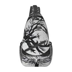 The Abstractionist Tree Multifunktionale Nylon-Brusttasche, leicht und tragbar, geeignet für Männer und Frauen, perfekte Größe, langlebig und wasserdicht, Schwarz, Einheitsgröße von AkosOL